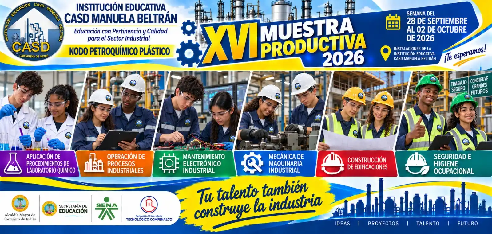 Valla publicitaria de la muestra productiva institucional