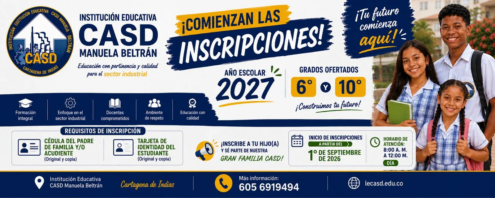 Valla informativa del proceso de matrícula 2027